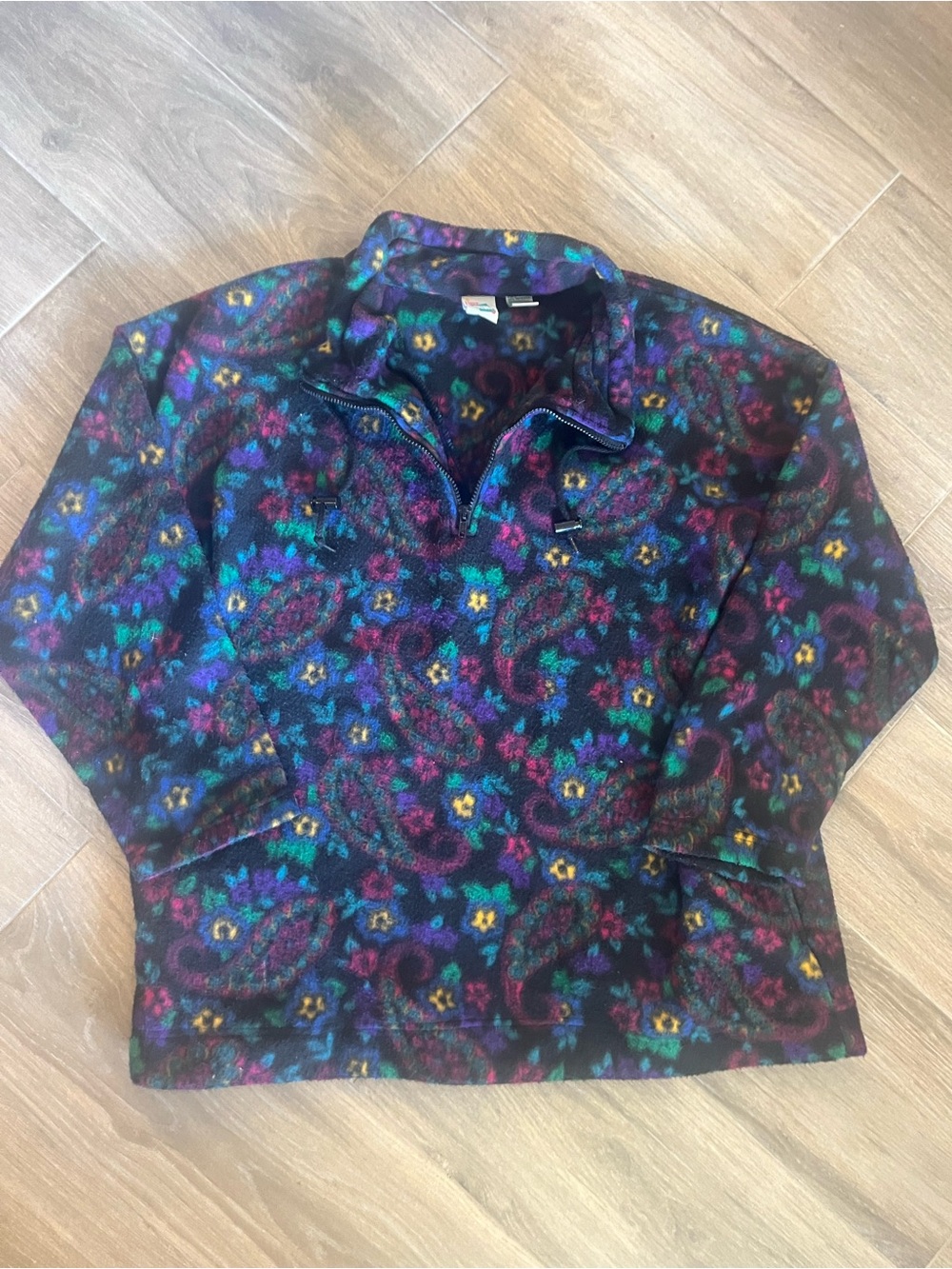Vintage Multicolor Patterned Pullover Jacket - Casual Men’s Fleece